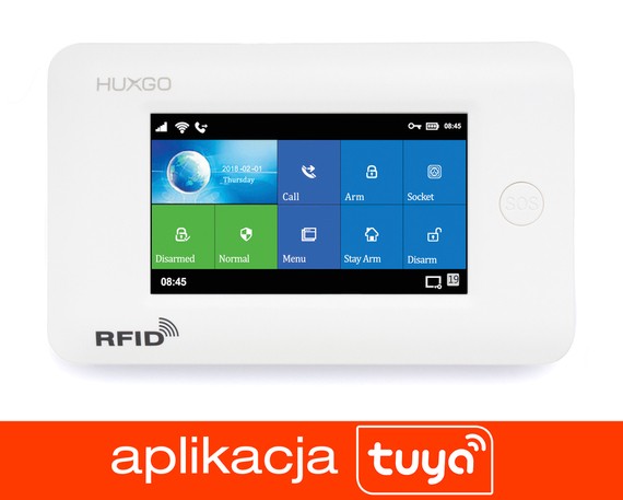 Bezprzewodowa centrala alarmowa GSM + WiFi z aplikacją TUYA SMART, HUXGO - HXA006 2G