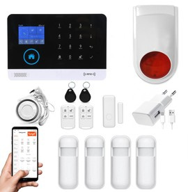 Bezprzewodowy alarm GSM + WiFi HAX003 2G z aplikacją TUYA SMART - C4 + syrena bezprzewodowa