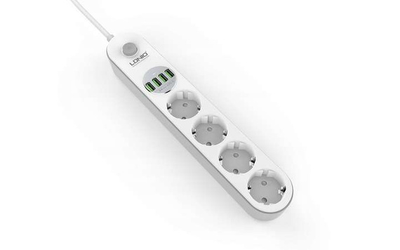 Przedłużacz, listwa zasilająca na 4 gniazda i 4x USB