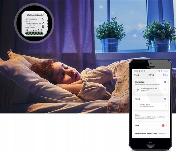 Inteligentny dopuszkowy sterownik rolet RTX CRT pod aplikację Tuya