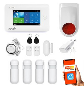 Bezprzewodowy alarm GSM + WiFi HXA006 2G z aplikacją TUYA SMART - C4 + syrena bezprzewodowa