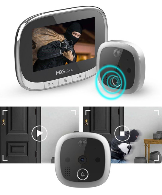 Wizjer LCD 4.3" z dzwonkiem i czujnikiem ruchu