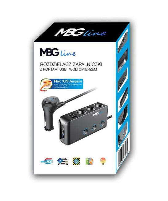 Rozdzielacz gniazda zapalniczki 12-24V 4xUSB