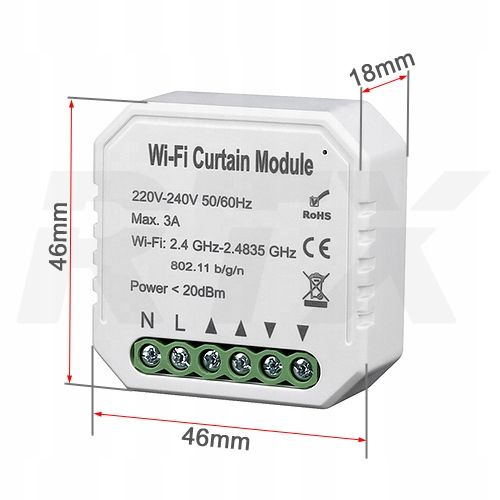 Inteligentny dopuszkowy sterownik rolet RTX CRT pod aplikację Tuya
