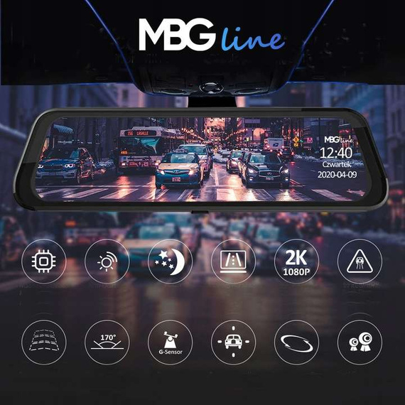 Rejestrator trasy - kamera + lusterko MBG Line HS900Pro