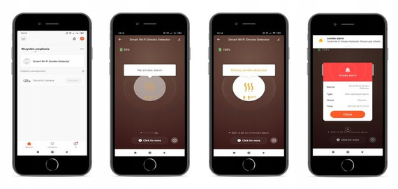 Czujnik dymu WiFi bezprzewodowy detektor dymu kompatybilny z aplikacją TUYA SMART HUXGO