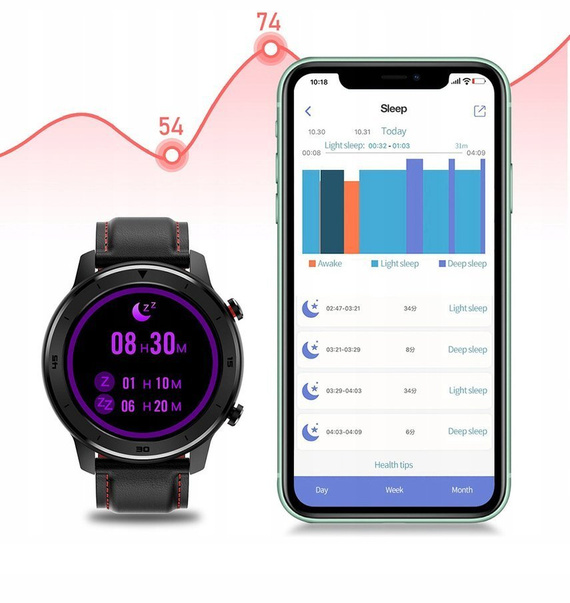 Smartwatch DT78 - inteligentny zegarek, czarno-czerwony