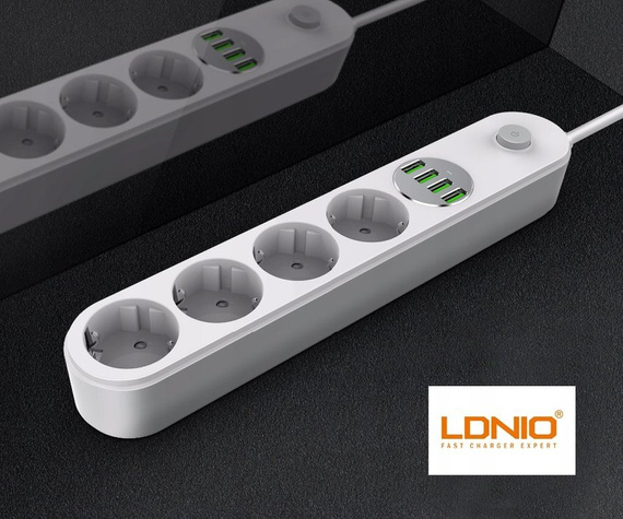 Przedłużacz, listwa zasilająca na 4 gniazda i 4x USB