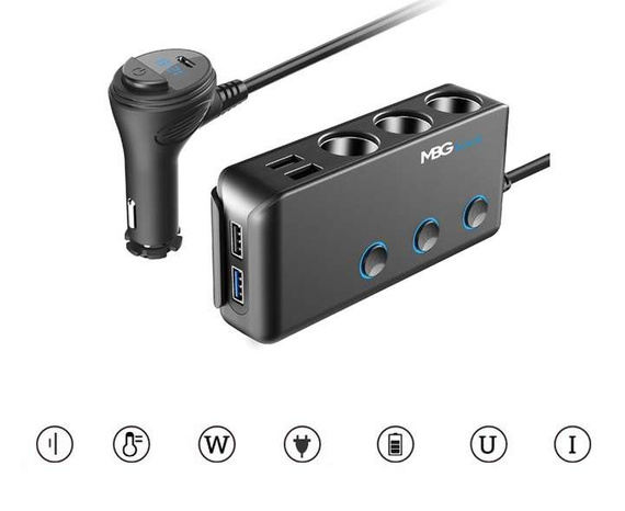 Rozdzielacz gniazda zapalniczki 12-24V 4xUSB