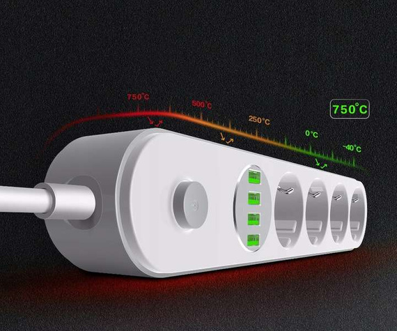 Przedłużacz, listwa zasilająca na 4 gniazda i 4x USB