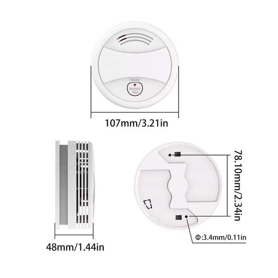 Czujnik dymu WiFi bezprzewodowy detektor dymu kompatybilny z aplikacją TUYA SMART HUXGO