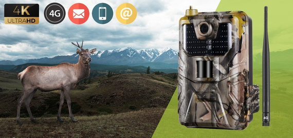 Fotopułapka GSM HC900PRO- kamera leśna 4G LTE - 30 Mpx, 4K 30kl/s Video - podgląd na żywo
