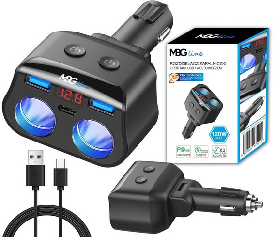 Rozdzielacz gniazda zapalniczki 12-24V 4xUSB